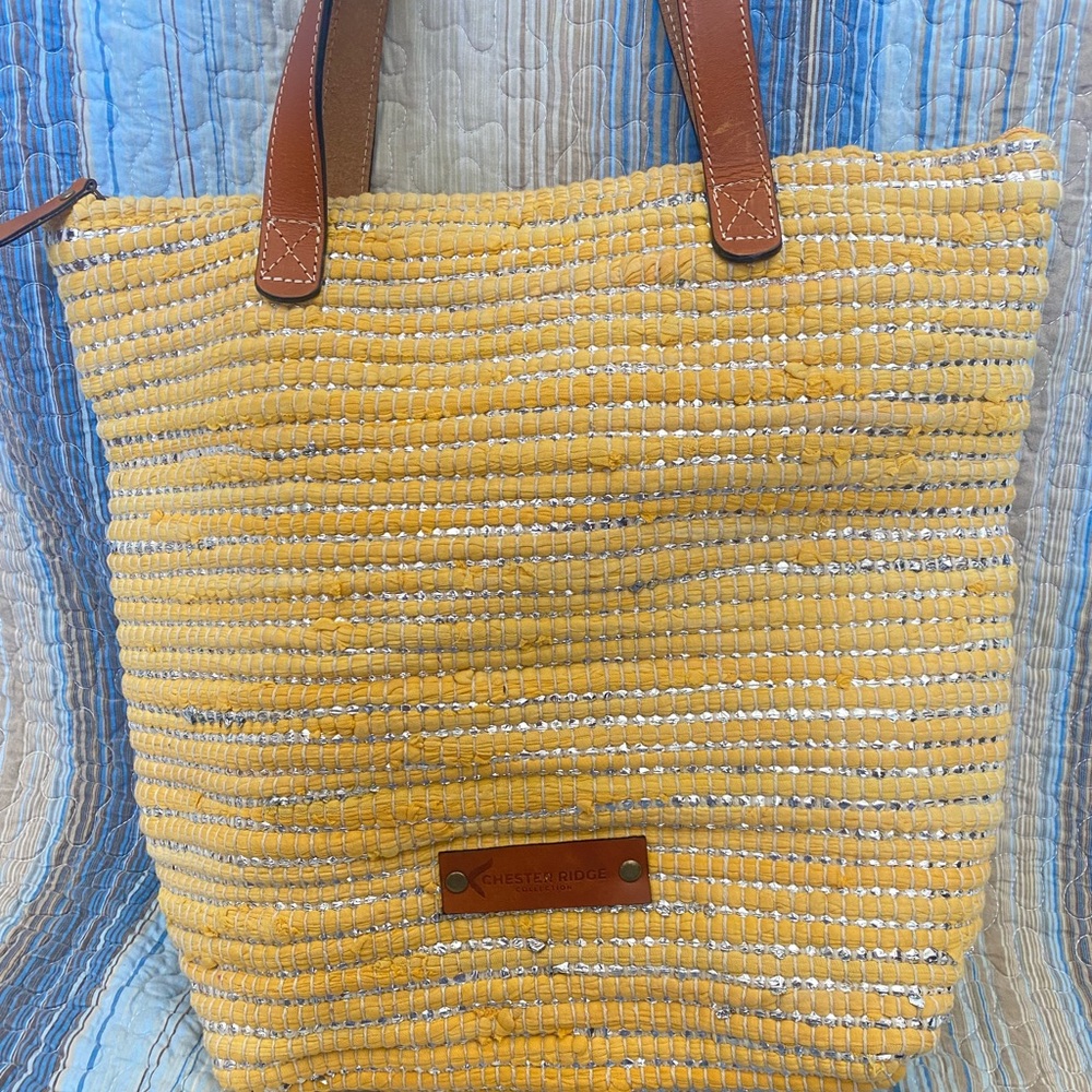 Chest Ridge Women's Handcrafted 100% Pure Top Grain Leather M Beach Bag [Yellow]